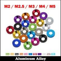 M2 M4 M3 M2.5 M5สีฟ้า: พีชสีส้มหัว Countersunk กรวยเรียว Anodized ปะเก็นอะลูมินัมอัลลอยกระบอกเครื่องซักผ้าโมเดลรถยนต์ Diy