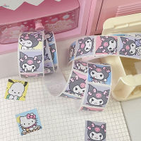 ม้วนป้ายสติ๊กเกอร์ลายการ์ตูนรูปหมูพร้อม Kuromi Cinnamoroll ลาย Hello Kitty สำหรับอุปกรณ์สมุดภาพอัลบั้ม