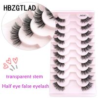 New 10 pairs half eye Fake Lashes 3D Mink lashes Reusable False Eyelashes Transparent Terrier Lashes Invisible Band Eye Lashes