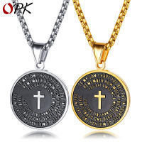 Europe And America Cross Border Hot-Selling Ornament Fashion Classic Cross Mens Necklace Retro Trend Round Plate Pendant Jewelry