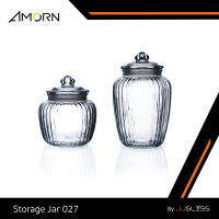 JJGLASS - (AMORN) Storage Jar 027 - โหลลายริ้ว ฝาแก้วสูญญากาศ ใช้ดองบ๊วย ดองเหล้า เครื่องเทศ ขนมและอาหารแห้ง ขนาด 1.4 ลิตร และ 2.25 ลิตร