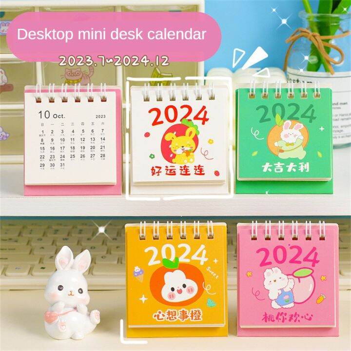 ROMAHOME 2024 Mini Calendar Desktop Decoration Cartoon Rabbit shaped ...