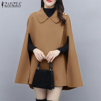 ZANZEA Korean Style Women Elegant Fashion Solid Cape Cloak Poncho Loose Baggy Coat Jacket New