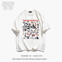 HUANGYOYO เสื้อยืดเสื้อแขนสั้นลายตัวอักษรผ้าฝ้าย100% สำหรับน่ารักลำลองสำหรับสัตว์เลี้ยงยี่ห้อ