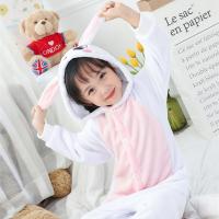 Kugurumi Onesie ชุดนอนผ้าสักหลาดเครื่องแต่งกายคอสเพลย์กระต่ายสีชมพูลายการ์ตูนสัตว์ชุดนอนหนึ่งชิ้นเด็กผู้ชายเด็กผู้หญิง