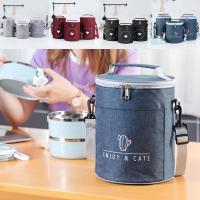 Glitter Star Shop AISHOPPINGMALL Portable Large Capacity Lunch Bag New Fresh Thickened Lunch Bag To Store Round Barrel Aluminum Foil Insulation Bag