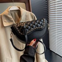 ┇ This years popular small bag female 2023 new all-match ins chain messenger bag rhombic embroidery thread shoulder saddle bag