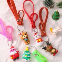 【cw】 Cartoon Rubber Claus Keychain Xmas Themed Pendant With Holder Children Purse Decoration 【hot】 !