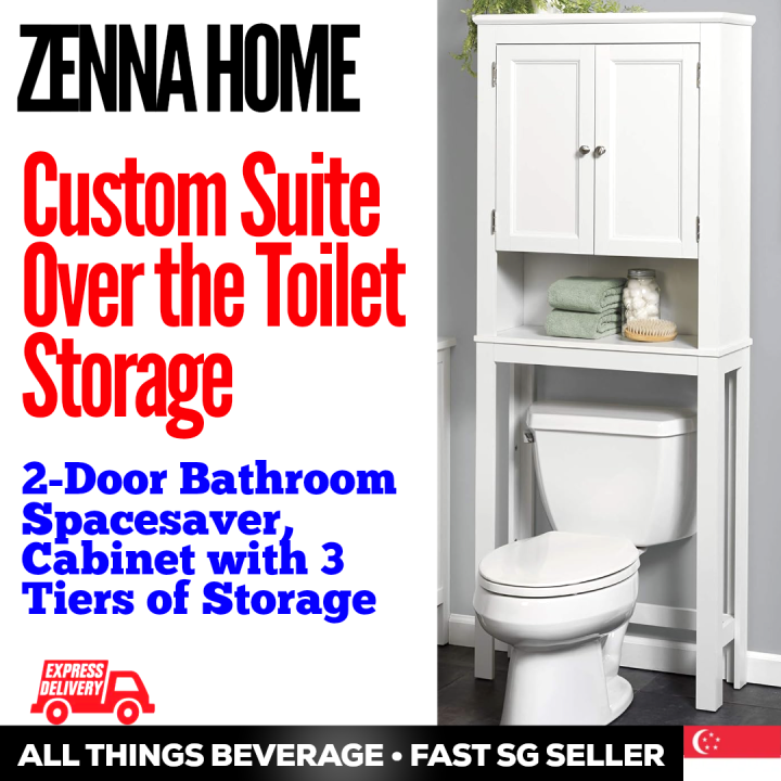 Zenna Home Custom Suite Over the Toilet Storage, 2Door Bathroom