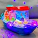 Auto Rotating Moving Fishing Boat Electric Flashing LED Light Sound Colorful Moving Gears Fun Educational Toy for Kids