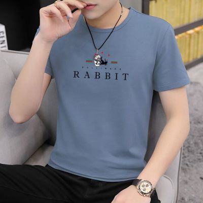 [COD] mens short-sleeved t-shirt trendy brand character solid plus size