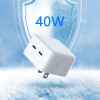 40W PD QC3.0 Dual-Port Charger US/EU/AU/UK Plug 3A Output Current Adopted Safe Type C Port Universal