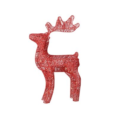 40cm Christmas Wrought Iron Deer with LED Light Glowing Flashing Elk Statue Glitter Sequins Reindeer Figurines Ornament Home