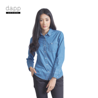 dapp Uniform เสื้อเชิ้ตแขนยาวผู้หญิง Womens Denim Longsleeves Shirt สียีนส์ฟอก (TBLD1002)