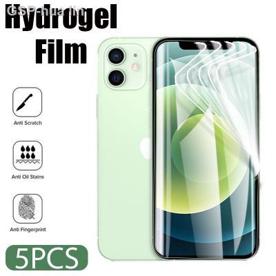 ♚Flix Filme Hidrogel สำหรับ iPhone Protetores De Tela Vidro 14 Max 13 Mini 11 Pro XR 7 8 Plus SE 5ชิ้น2022