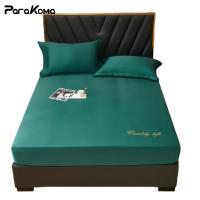 【jw】☽■✙ Surper cetim macio equipado folha de cama com elástico luxo bordado capa colchão para única rainha dupla tamanho 150x200