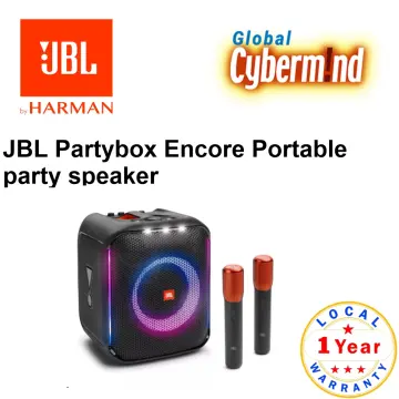 JBL PartyBox Encore  Portable party speaker with 100W powerful sound,  built-in dynamic light show, included digital wireless mics, and splash  proof design.