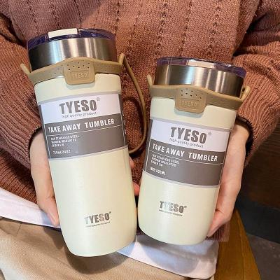 ถ้วย TYESO แก้วกาแฟสแตนเลสร้อนกระติกน้ำร้อนสองชั้นกันความร้อนแบบสุญญากาศแก้วเบียร์สเตชั่นแวกอน