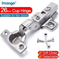 Adjustable Cabinet Door Hinges 26 Cup Soft Self Closing Kitchen Frameless Steel Small Hinges 95 Degree Opening Buffer Dampers Door Hardware Locks