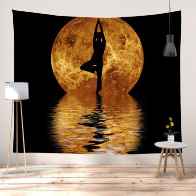 Black and White Moon Mandala Tapestry Bohemian Decoration Wall Hanging Bedroom Psychedelic Scene Starlight Art Home Decoration