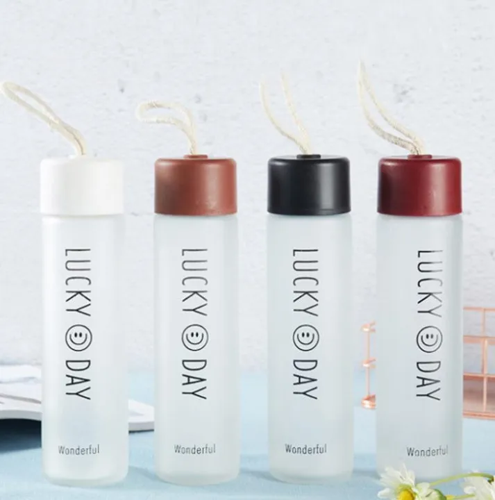 New Creative Frosted Glass Bottle Tumbler 400ml Portable Bottle Thick