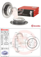 08 4738 21 จานเบรค ล้อ R (ยี่ห้อ BREMBO) รุ่น UV Benz W202 C180-280 ปี1993-2000