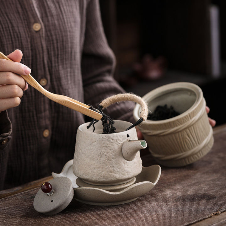 tomor-life-กาน้ำชาเซรามิกผิวขรุขระ-กาน้ำชาเซรามิกย้อนยุคสำหรับใช้ในครัวเรือนกาน้ำชากังฟูกาน้ำชาป้องกันการลวกพร้อมที่จับ