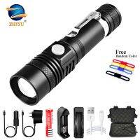 ZHIYU High Power LED T6 Flashlight USB Linternas Led Recargable De Alta Potencia Long Shot Zoomable 5 Modes Night Camping Lamp Rechargeable  Flashligh