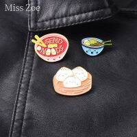 Ramen Pin Japanese Noodle Food Boiled Egg Soup Enamel pins Bowl Ramen Pins up Kawaii Foodie Brooches For Men Women