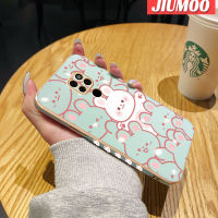 เคส JIUMOO สำหรับ Huawei Mate 20 Mate 20 Pro Mate เคส20X ลายการ์ตูน Happy Rabbit ใหม่กรอบสี่เหลี่ยมเคสพื้นผิวชุบซิลิกาเจลแบบนิ่มเคสมือถือกันกระแทกรวมทั้งหมดเลนส์กล้องถ่ายรูปฝาครอบป้องกัน