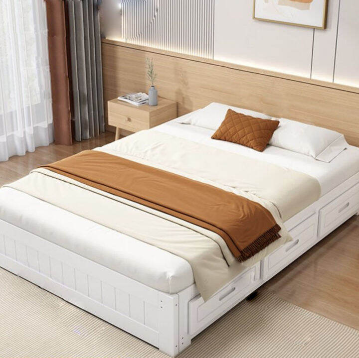 Solid wood pull-out bed tatami bed multifunctional storage sliding bed ...