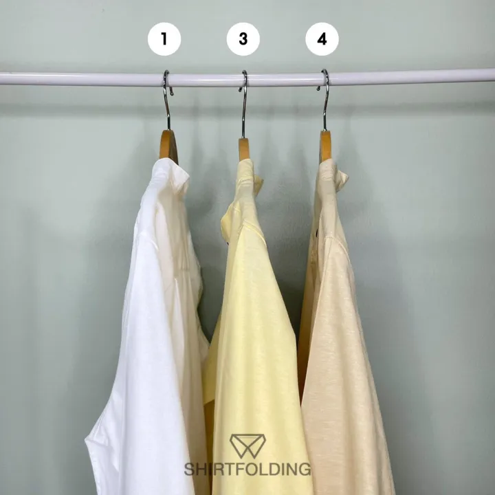 shirtfolding-เสื้อเชิ้ต-แขนยาวคอจีน-กระดุมดำ-สีขาว-สีเหลือง-สีกากี