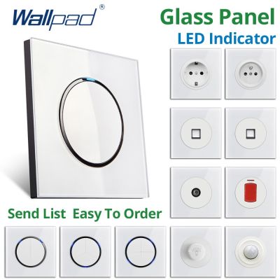 Wallpad New Arrival Random Click Push Button Wall Light Switch With LED Indicator Socket Crystal Glass Panel For Home