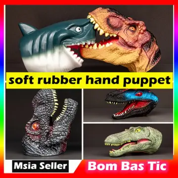 PAPITE【On Sale】Children's Soft Rubber Animal Gloves Toy Simulation Shark  Puppet Hand Animal Dinosaur and Model R4W1