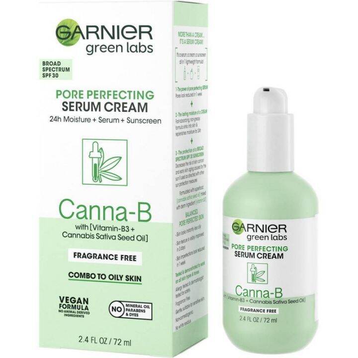 Garnier Green Labs Canna-B Pore Perfecting Serum Cream, Fragrance Free ...