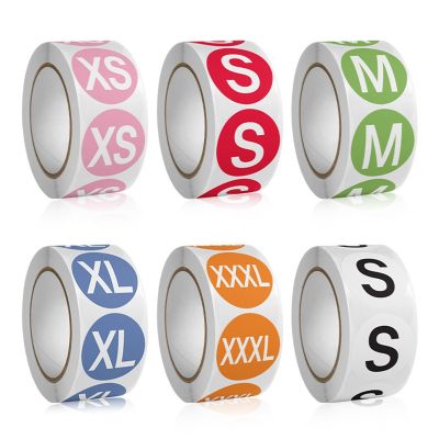 【LZ】◐☬○  Multicolor Self-Adhesive Size Labels para Vestuário Tamanho Papel Tag Sticker Etiqueta do tamanho para o vestuário Xs-XXXL 500pcs por rolo