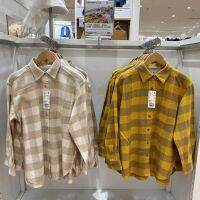 Uniqlo womens clothing 2023 autumn style flannel plaid shirt long-sleeved air-conditioned shirt thin coat shirt Y465933