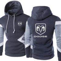 แฟชั่นใหม่ฤดูใบไม้ผลิฤดูใบไม้ร่วง Dodge H Oodies เย็บปะติดปะต่อกันผู้ชายเสื้อสวมหัวเสื้อลำลองแขนยาวผ้าฝ้าย Hoody