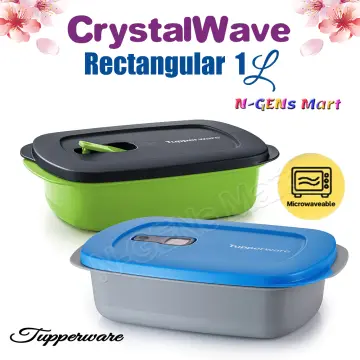 Tupperware CrystalWave Microwave Divided Rectangle Dish Container Black