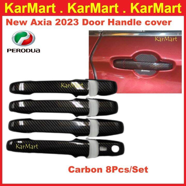 Perodua Axia 2023 New Door Handle Cover Glossy Black Carbon Chrome