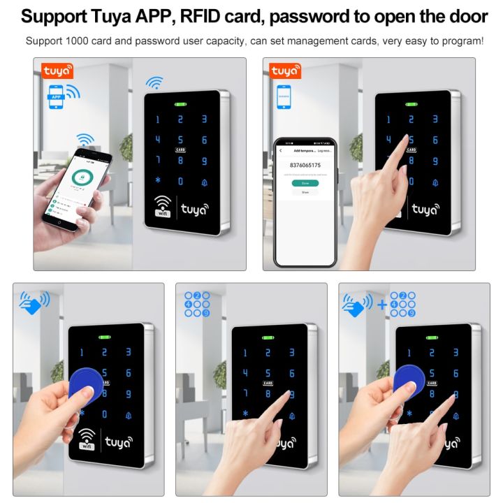 tuya-ที่เปิดประตู-wifi-ip68แป้นพิมพ์ควบคุมการปลดล็อคกันน้ำ-rfid-เครื่องอ่านควบคุมการเปิดประตูแบบสัมผัสรีโมทแอปปลดล็อค