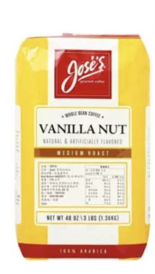 กาแฟ เมล็ดกาแฟ Joses vanilla nut กาแฟ วนิลลา ถั่ว เมล็ดกาแฟคั่ว กลาง เมล็ดกาแฟ อาราบิก้าแท้ ขนาดใหญ่ สุดคุ้ม 1.36 กิโลกรัม Joses whole bean coffee vanilla nut 3 lbs