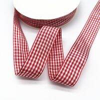 5yds 10mm 15mm 19mm 25mm Red Lattice Plaid Polyester Ribbons Bow Ribbon Gift Wrapping Christmas Ribbon DIY Handmade Crafts Gift Wrapping  Bags