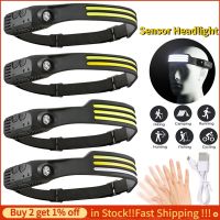 Wave Induction Headlamp COB LED Head Lamp with Built-in Battery Flashlight USB Rechargeable Camping Headlamp Torch Work Lighting