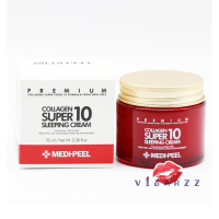 Medi-Peel Collagen Super10 Sleeping Cream 70mL เมดิพีล คอลลาเจนครีม เป็นไนท์ครีมในดวงใจของใครหลายคนเพราะ โบกๆ ก่อนนอน ตื่นมาผิวจะได้รับการบำรุงให้ชุ่มขื้นยาวนาน พร้อมฟื้นฟูผิวให้กระชับ ลดเลือนริ้วรอยแห่งวัย อุดมด้วยสารอาหารบำรุงผิวถึง 10 ชนิด