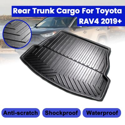 พรมปูพื้น Mud Protector เปลี่ยนอุปกรณ์เสริมสำหรับรถยนต์สำหรับ Toyota RAV4 2019 + รถด้านหลัง Boot Liner Cargo Mat กระเป๋าเดินทางถาด