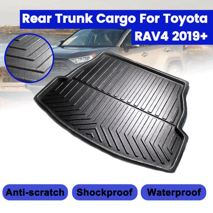 พรมปูพื้น-mud-protector-เปลี่ยนอุปกรณ์เสริมสำหรับรถยนต์สำหรับ-toyota-rav4-2019-รถด้านหลัง-boot-liner-cargo-mat-กระเป๋าเดินทางถาด