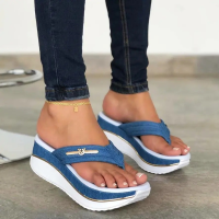 【CW】Sandals Women Summer 2022 Fashion Flip Flops Outdoor Casual Platform Sandals Ladies Plus Size Wedges Beach Slippers Muje