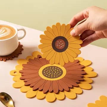 1pc Pvc Placemat Oil Painting Style Sunflower Pattern Placemat