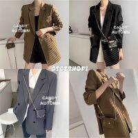 ลดล้างสต๊อก ส่วนลด 50 สำหรับคุณ๑ Cicishop(พร้อมส่ง)Blazer ทรงบอย koreaเท่ห์ๆ ผ้าไมโครเนื้อหนาใส่แล้วดูตัวเล็ก กระเป๋าคาดเอวมินิ(048/2028)